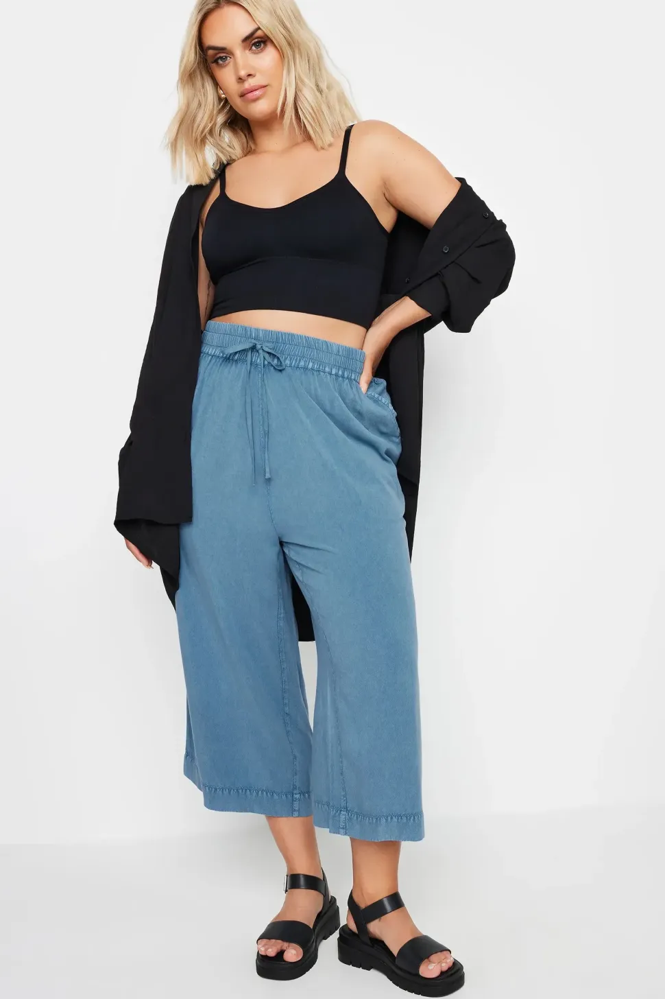 Chambray Wide Leg Culottes