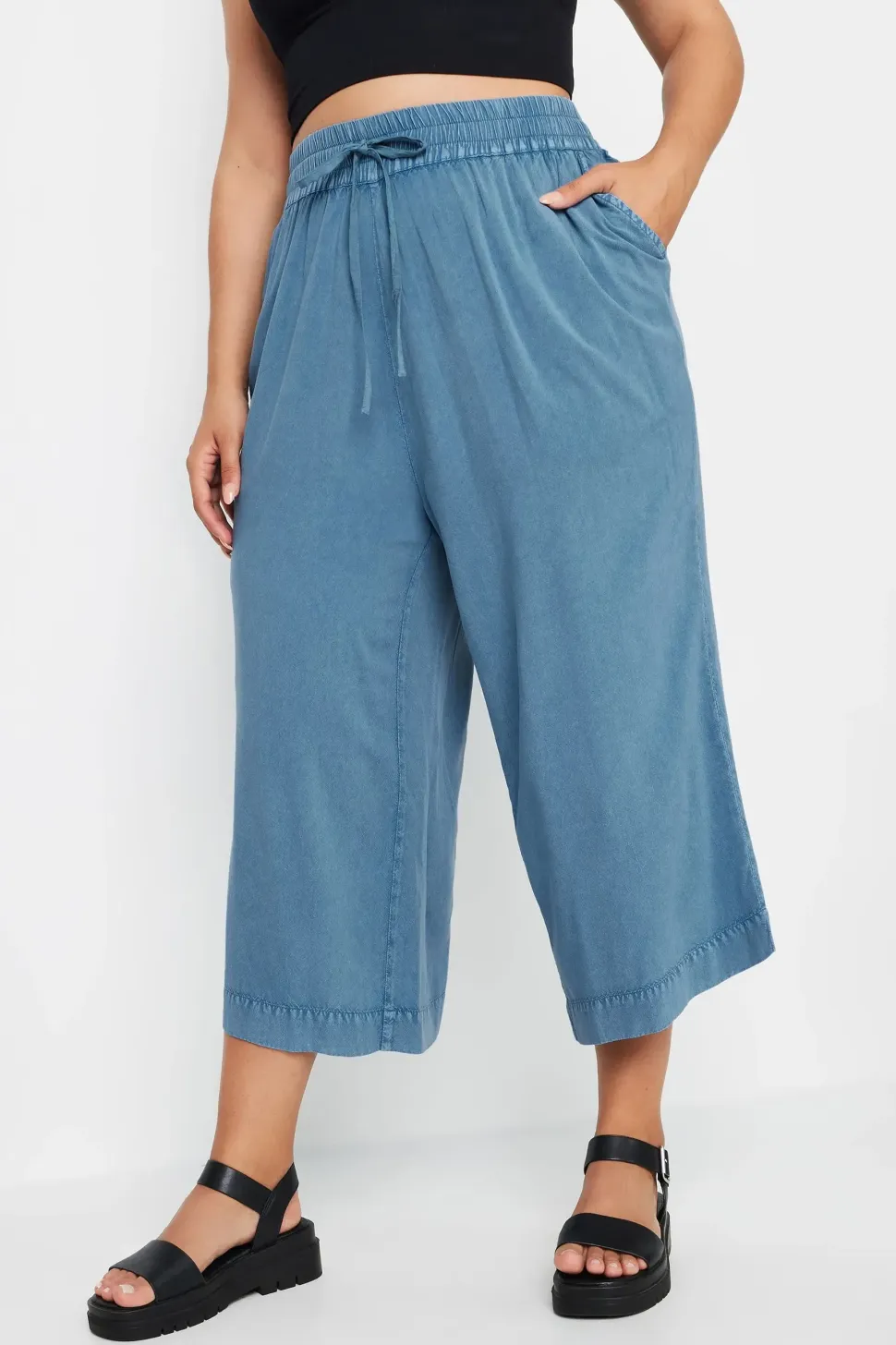 Chambray Wide Leg Culottes