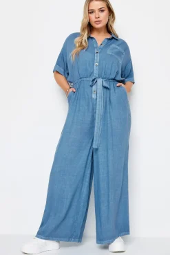 Chambray Wide Leg Jumpsuit