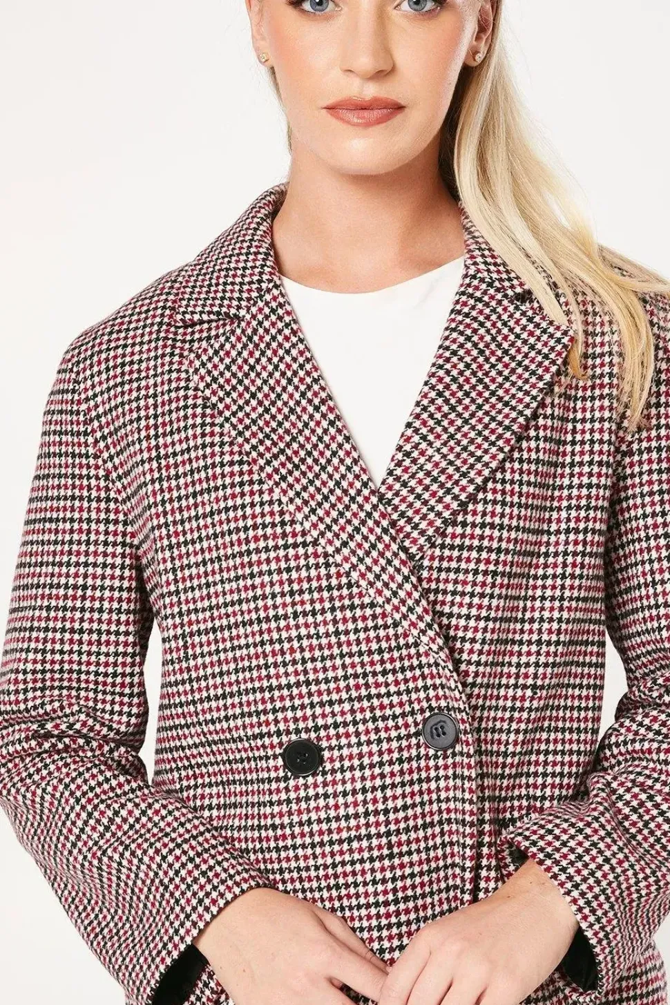 Check Double Breasted Blazer Coat