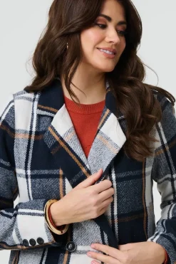 Checked Double Breasted Trench Coat