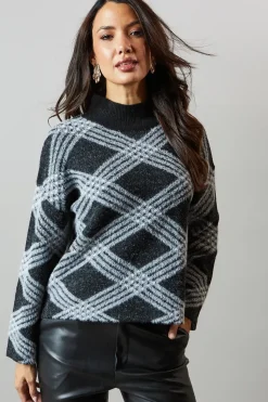Checked High Neck Jumper