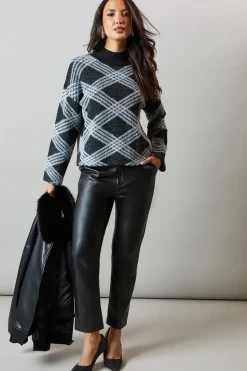 Checked High Neck Jumper