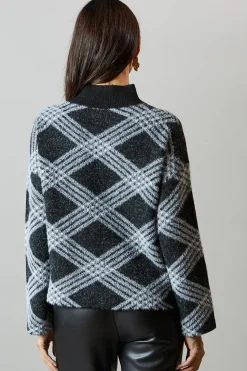 Checked High Neck Jumper