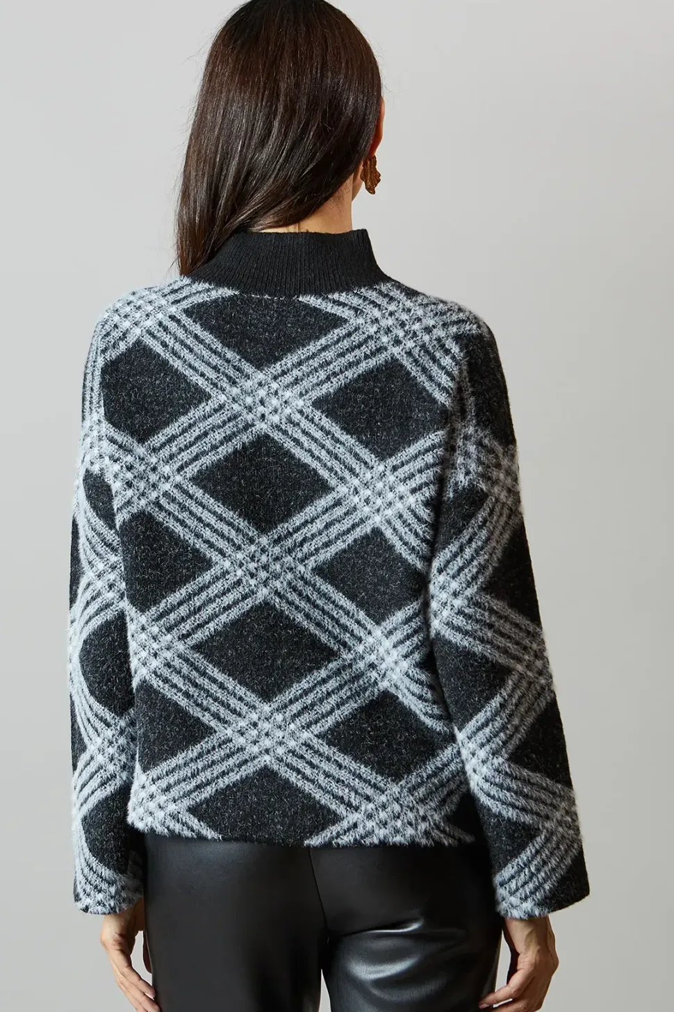 Checked High Neck Jumper