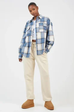 Check Print Long Sleeve Fleece Shirt