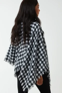 Check Roll Neck Poncho