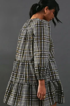 Check Smock Tiered Mini Dress