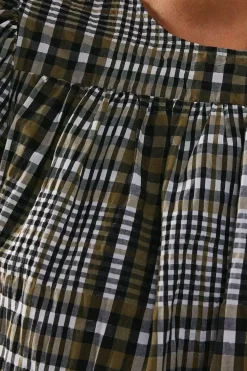 Check Smock Tiered Mini Dress