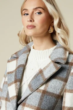 Check Wool Look Cropped Jacket
