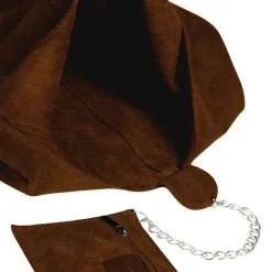 Chestnut Soft Suede Hobo Shoulder Bag | BRRNB