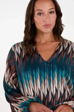 Chevron V Neck Blouse