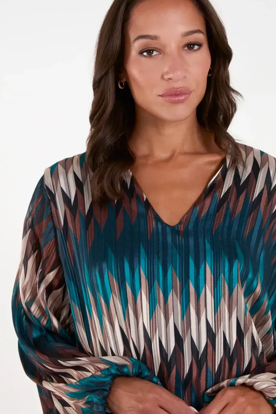 Chevron V Neck Blouse