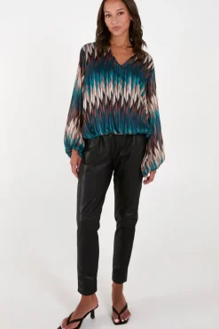 Chevron V Neck Blouse