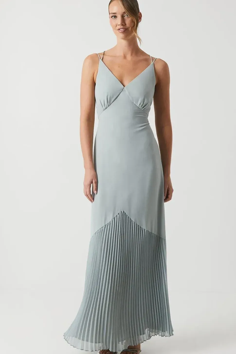 Chiffon And Pleat Strappy Bridesmaid Dress