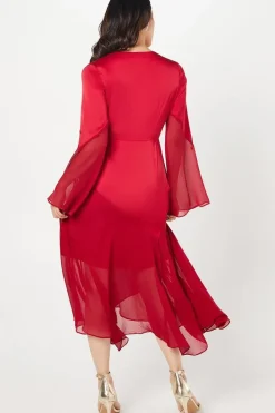 Chiffon And Satin Wrap Wedding Guest Dress