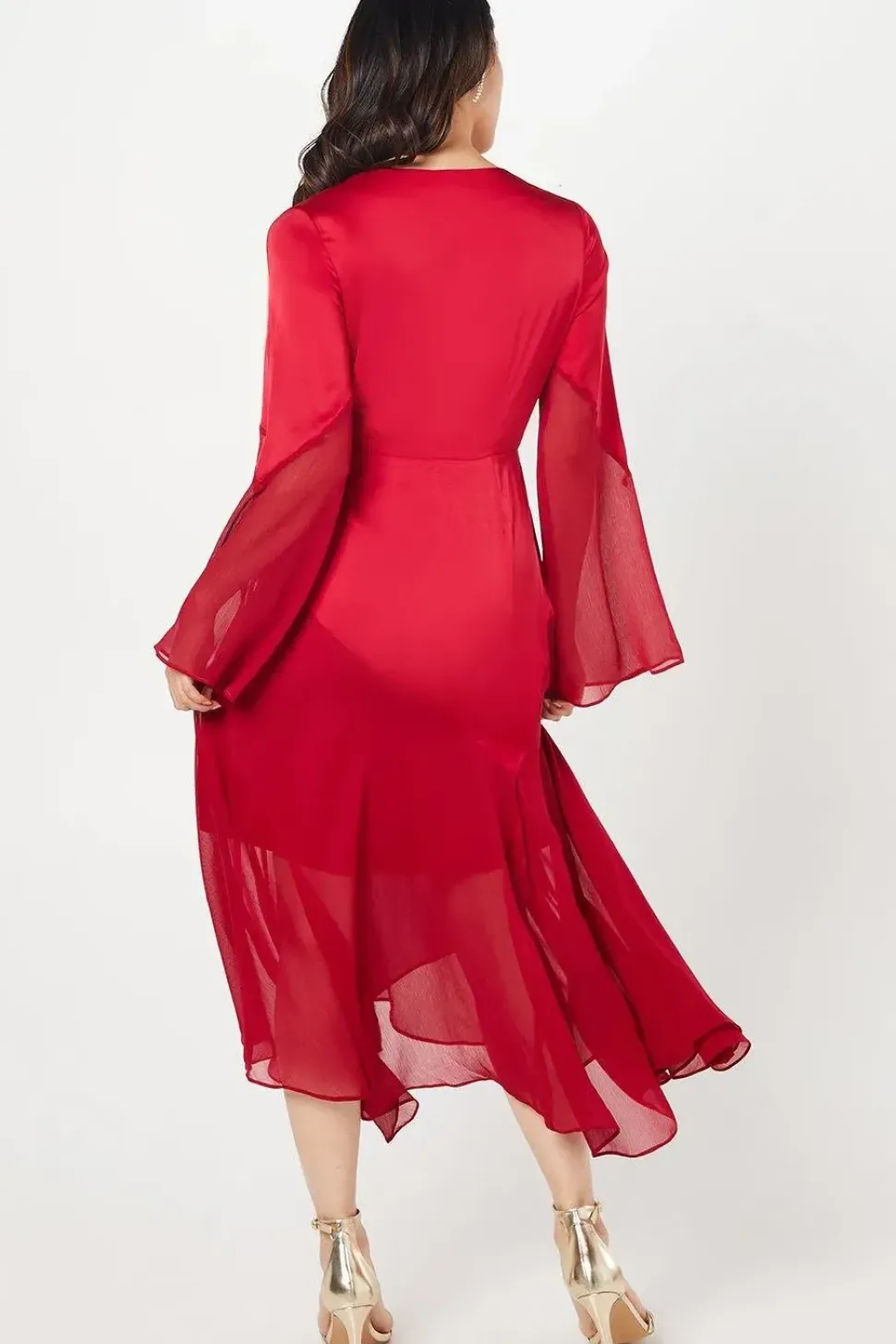 Chiffon And Satin Wrap Wedding Guest Dress