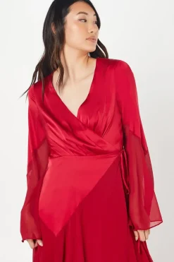 Chiffon And Satin Wrap Wedding Guest Dress