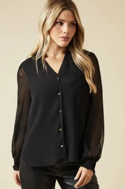 Chiffon Button Front Shirt