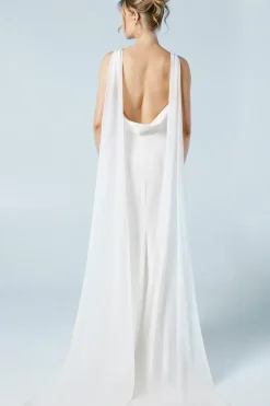 Chiffon Cowl Back Detail Wedding Dress