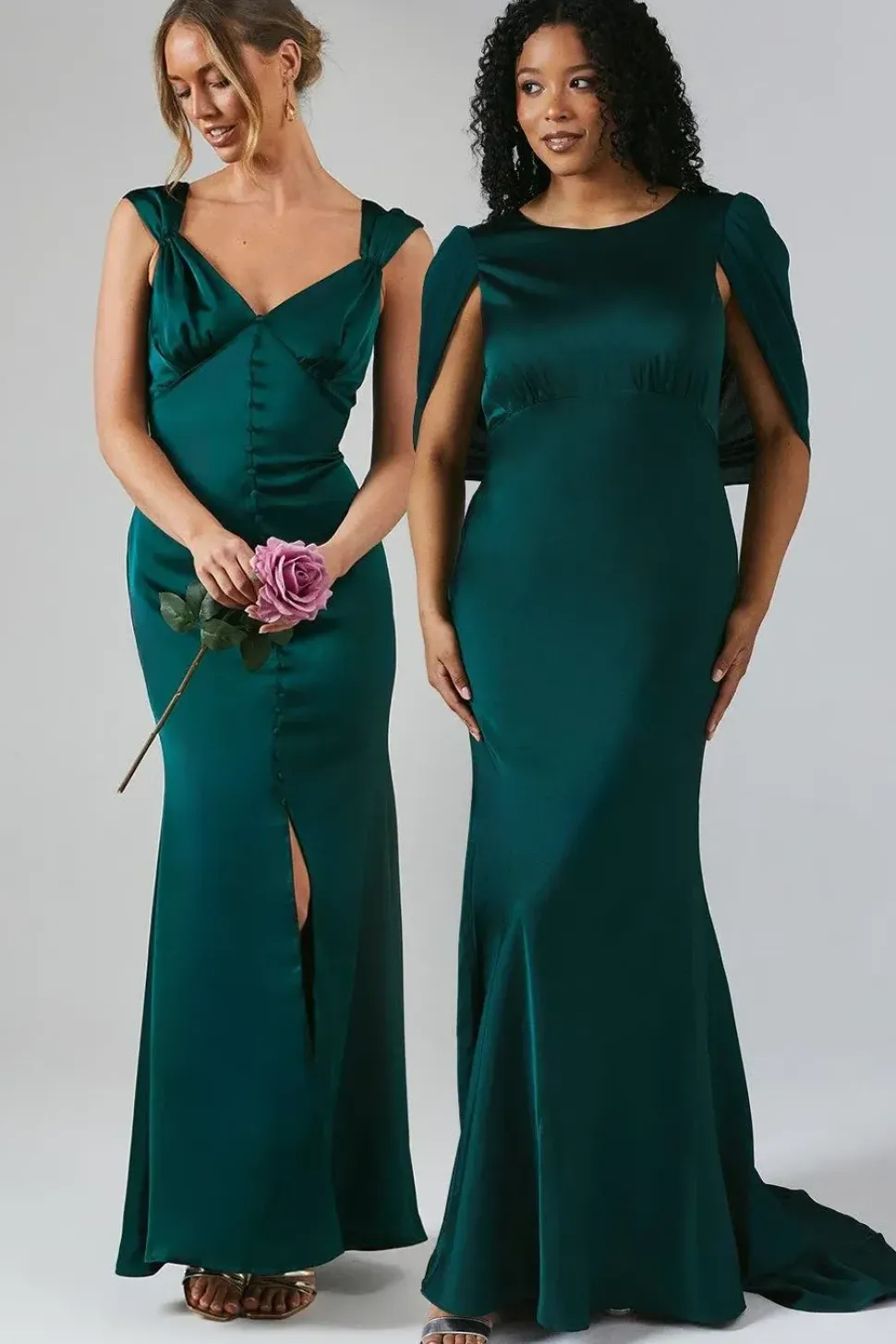 Chiffon Cowl Back Satin Bridesmaid Dress