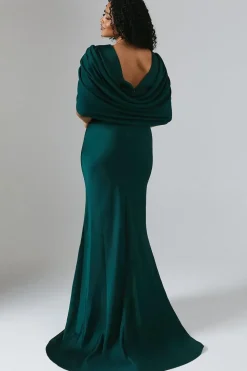 Chiffon Cowl Back Satin Bridesmaid Dress