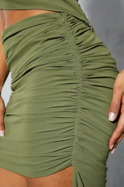 Chiffon Extreme Ruched Draped Back Mini Skirt