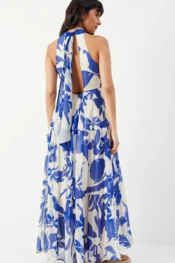 Chiffon Floral Halter Tier Maxi Dress