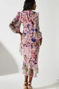 Chiffon Frill Hem Dress with Pleats