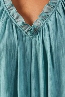 Chiffon Gathered Neck Trapeze Midi Dress