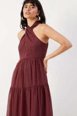 Chiffon Halter Tier Maxi Dress