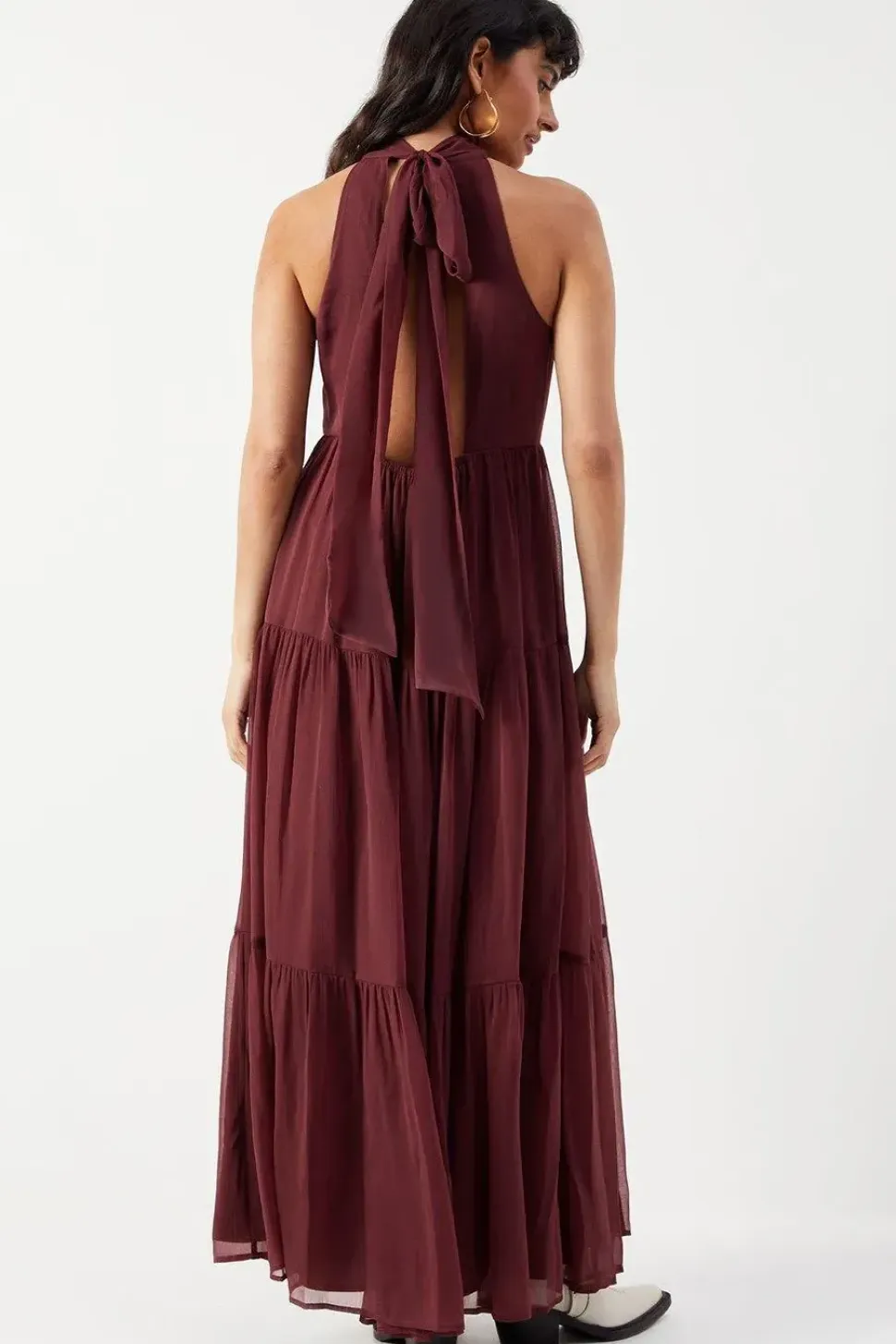 Chiffon Halter Tier Maxi Dress