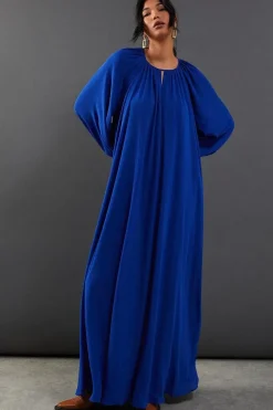 Chiffon High Neck Trapeze Maxi Dress