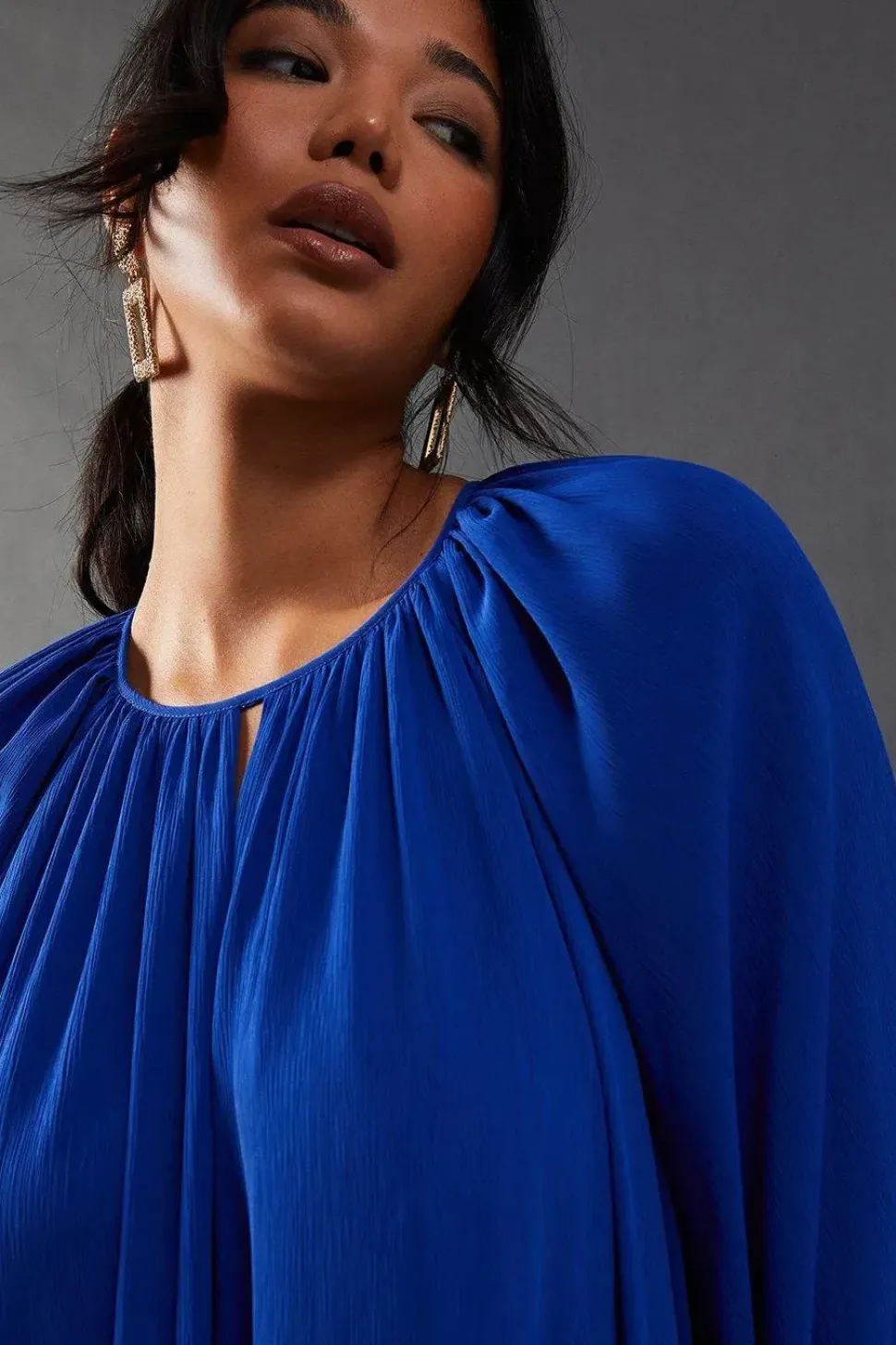 Chiffon High Neck Trapeze Maxi Dress