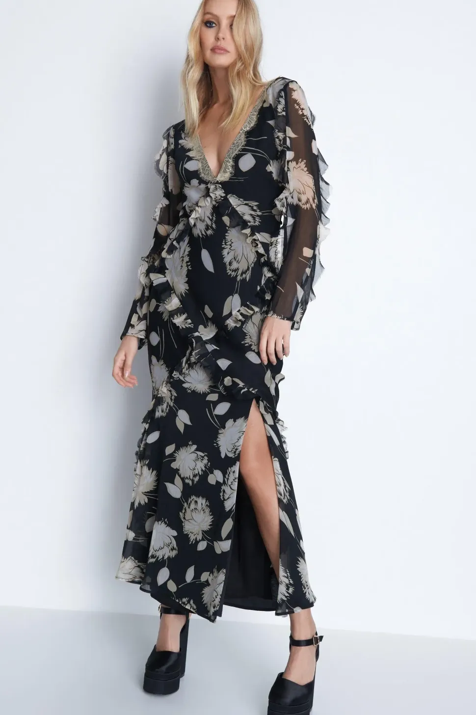 Chiffon Lace Maxi Dress
