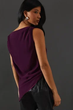 Chiffon Lace Up Detail Slash Neck Top