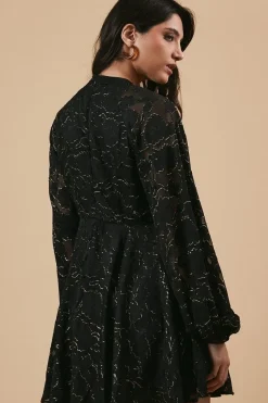 Chiffon Metallic Jacquard Mini Dress