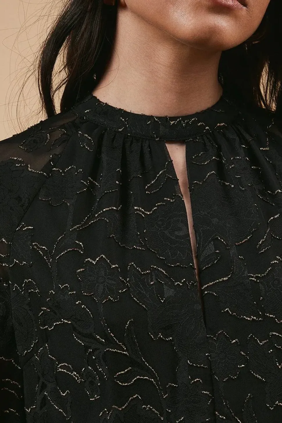 Chiffon Metallic Jacquard Mini Dress