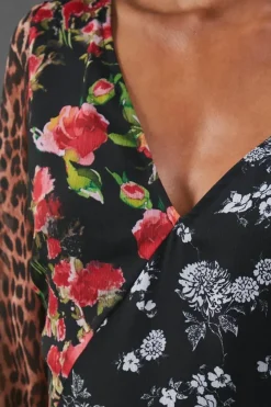 Chiffon Panelling Tie Sleeve Midi Dress