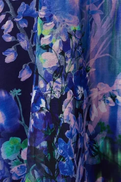 Chiffon Placement Print Midi Skirt