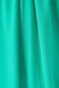 Chiffon Pleat Plunge Neck Batwing Midaxi Dress