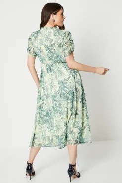 Chiffon Ruffle Detail Midi Dress