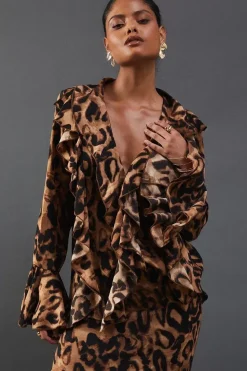 Chiffon Ruffle Front Blouse