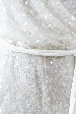 Chiffon Tie Balloon Sleeve Sequin Bridal Jumpsuit
