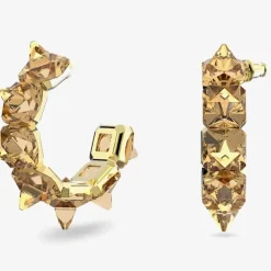 Chroma Gold Tone Plated Yellow Crystal Half Hoop Earrings 5613722