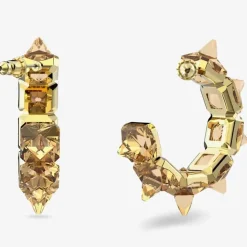Chroma Gold Tone Plated Yellow Crystal Half Hoop Earrings 5613722