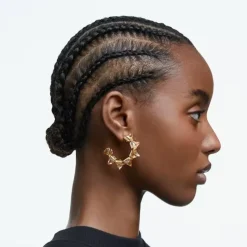 Chroma Gold Tone Plated Yellow Crystal Half Hoop Earrings 5613722