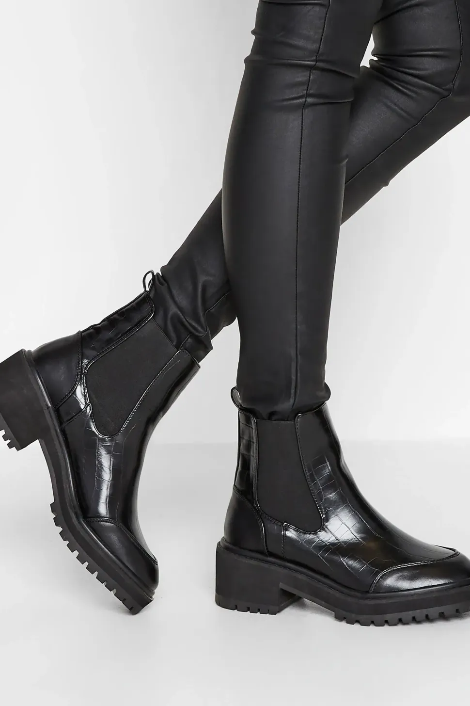 Chunky Chelsea Croc Heel Boot
