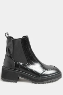 Chunky Chelsea Croc Heel Boot