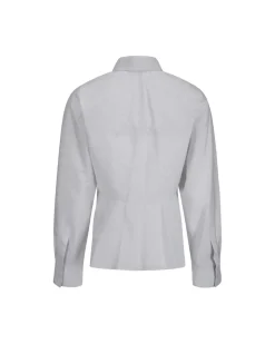 Classic Cotton Shirt with Concealed Button Closure and Striped Pattern